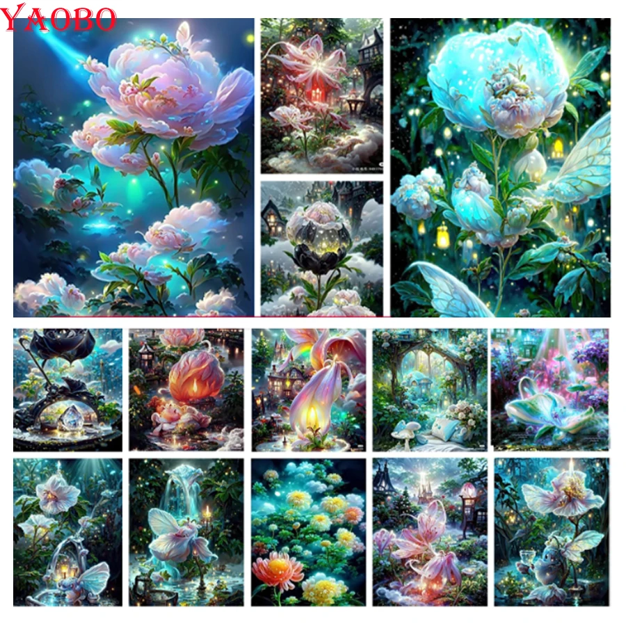 

Fantasy Scenery Diamond Painting Rose Flower Full Diamond Embroidery 5D Diy Cross Stitch Kit Mosaic Rhinestones Picture Decor