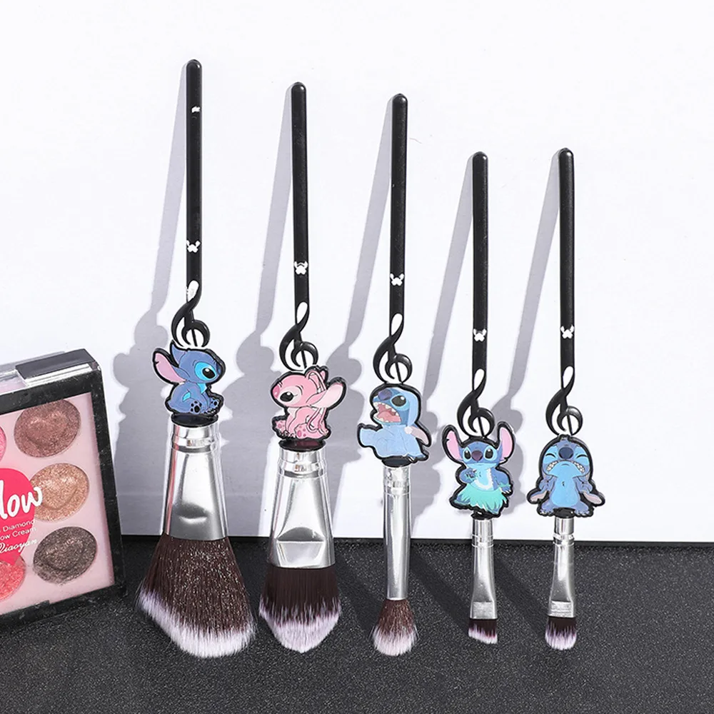 

Disney 5pcs/set Stitch Anime Metal Makeup Brush Eyeshadow Brush Paint Star Baby Cute Makeup Tool Set Girl Gift