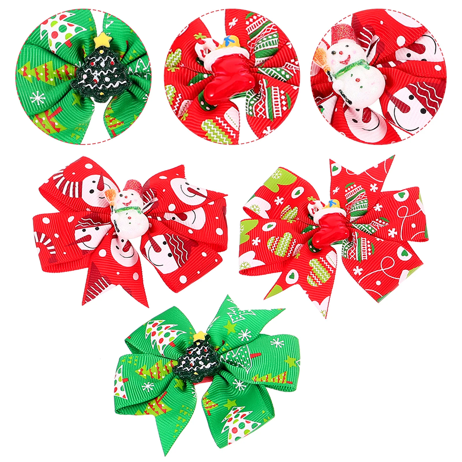 

3pcs Xmas Dog Hair Bows Christmas Small Dog Hair Bows Pet Puppy Headdress
