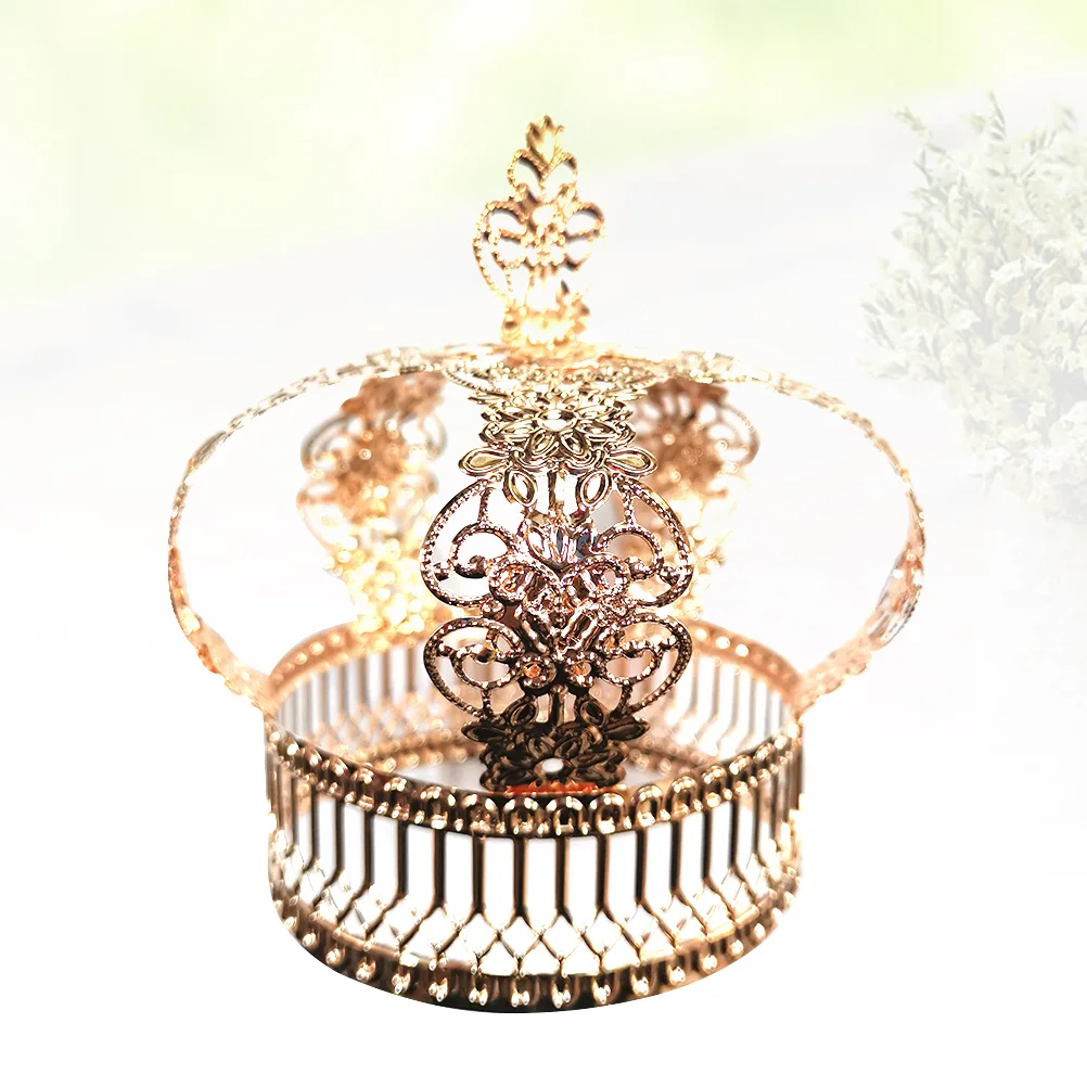 

Cake Party Tiara Brown Rhinestone Birthday Kids Filigree Dessert Decorationminiature Small Bridal Decor