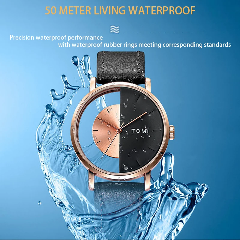 2023 New Hot Simple Casual Leather Watch Strap Creative Dual Color Dial Women's Quartz Watch High end Gift for Girlfriend