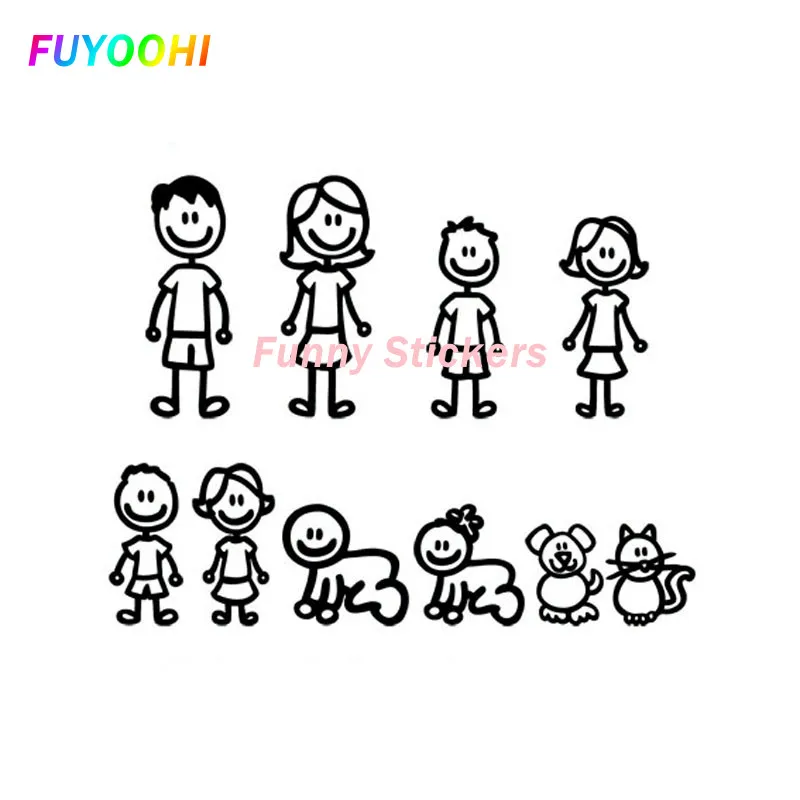 

FUYOOHI Play Stickers Interesting Family Dad Mom Kids Dog Cat Fashion Styling Decals Cartoon Creativity Personality Car Stickers