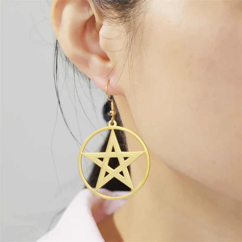 Новые модные подвески ручной работы в виде звезды и пентаграммы Висячие Серьги