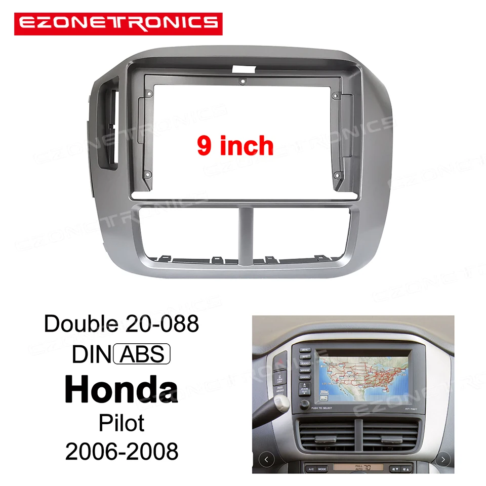 Marco de DVD para coche, adaptador de montaje de Audio para salpicadero, Panel doble 1/2Din, reproductor de Radio, 9 pulgadas, para Honda Pilot 2006-2008