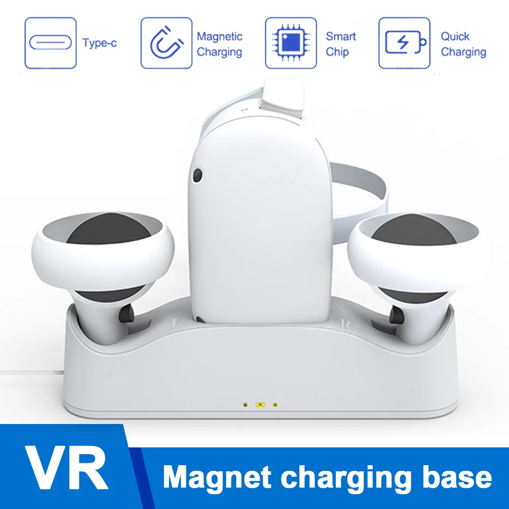 

Магнитная зарядная станция для Oculus Quest 2, док-станция с контроллером для гарнитуры и быстрой зарядкой, подставка с аксессуарами для аккумуля...