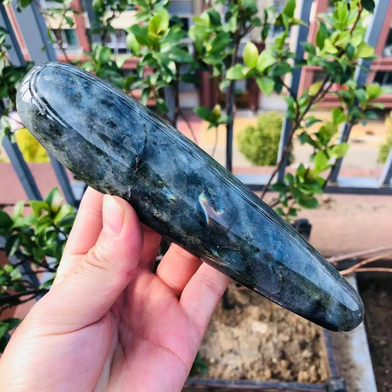 

17cm-18cm Natural Labradorite Quartz Crystal Massage Wand Stick Reiki Healing Stone for Women Body Happy Gift 1pc