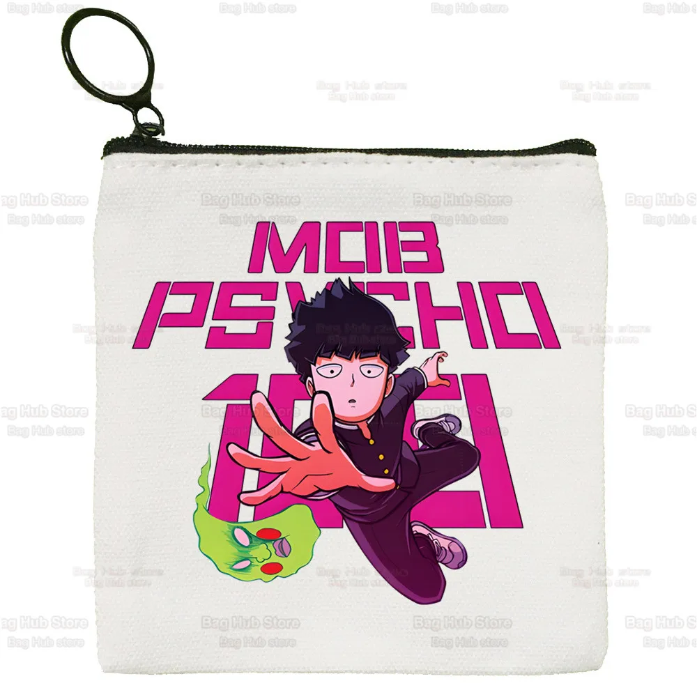 Mob Psycho 100 One Anime Manga Square Bag Coin Shigeo Kageyama Purse Storage Small Bag Card Bag Key Bag Coin Clutch Bag Zipper