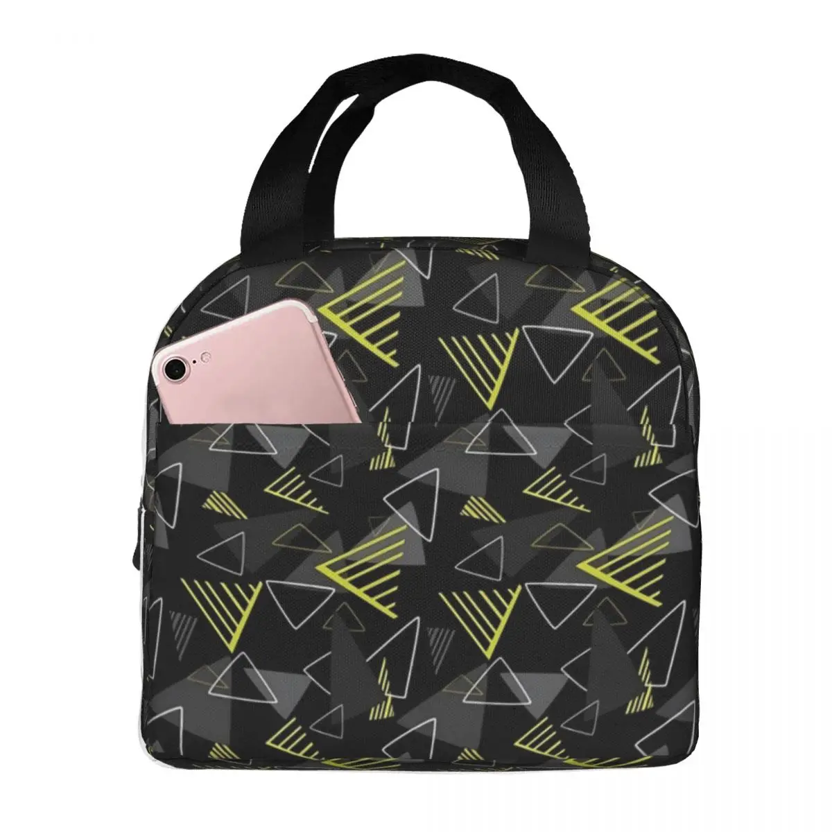

Modern Geo Print Lunch Bag Memphis Style Beach Lunch Box For Unisex Cute Print Thermal Tote Handbags Oxford Cooler Bag
