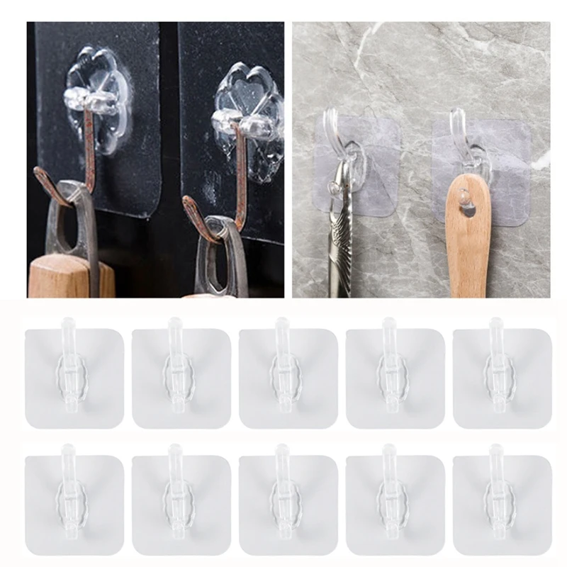 

HOT-10Pcs Wall Mounted Hat Hooks Acrylic Hooks Transparent Hat Holders Robe Hooks Adhesive Hooks For Bathroom (Transparent)