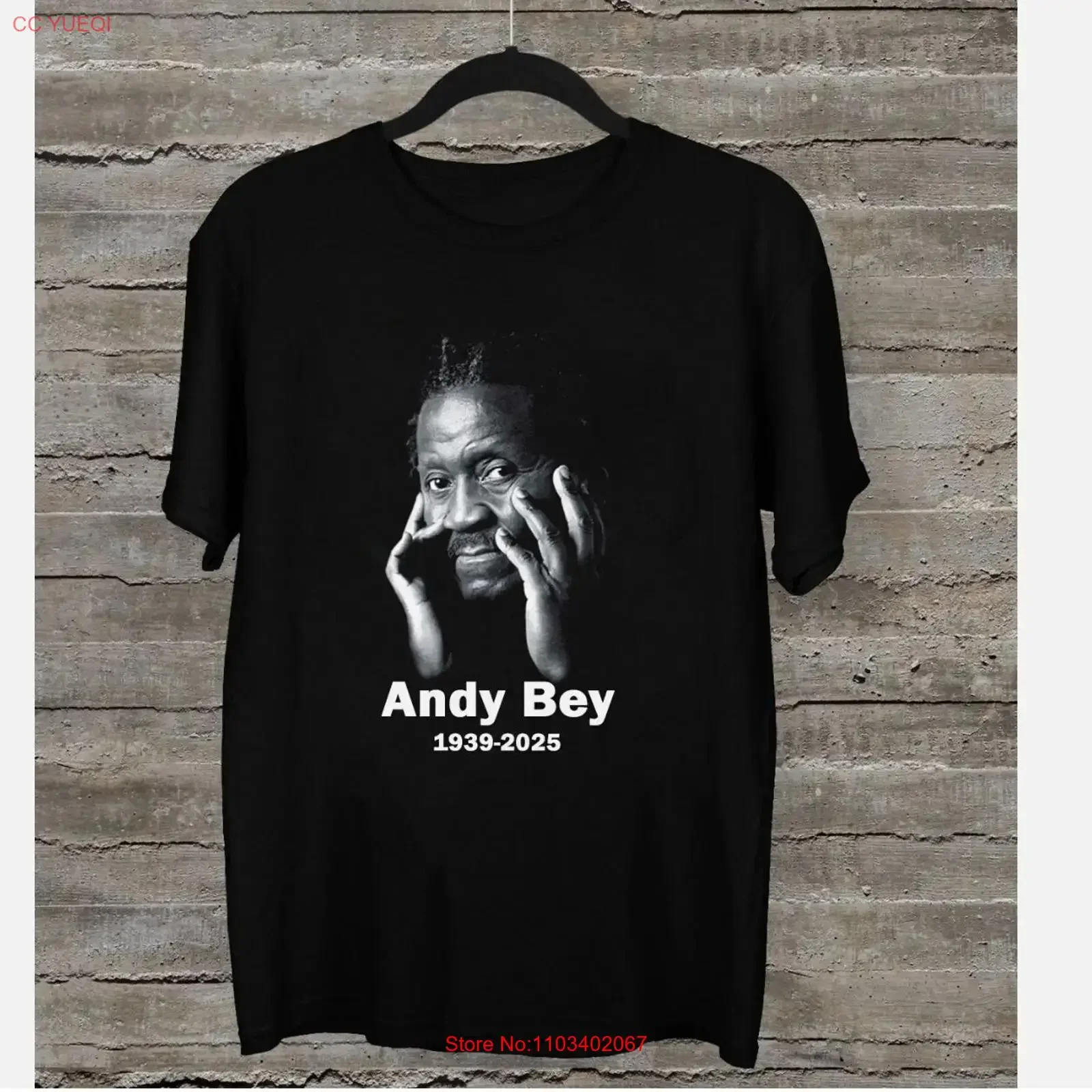 Фото Футболка Remembering ANDY BEY 1939 025, черная, все размеры, винтажная, с легким графическим принтом, модный топ для повседневной носки, стильная. №1