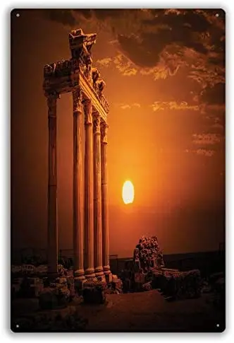 

Metal Tin Signs Wall Decor Ancient Antique Ancient Rome Empire Monuments Columns Statues Sun Picture Wall Paintings