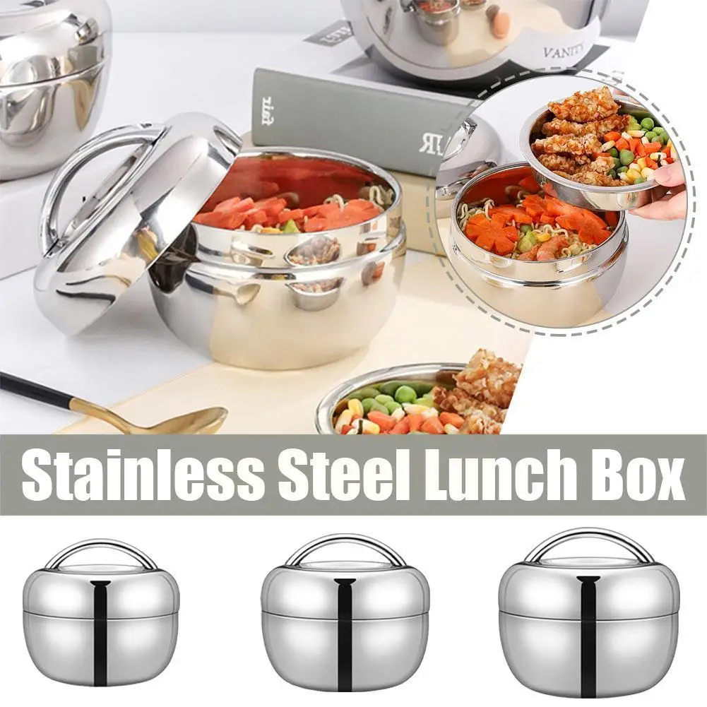 

Stainless Steel Lunch Box Portable Student Children's Double Lid Lunch Canteen Insulation With Style Layer Box 304 Bento N7h2