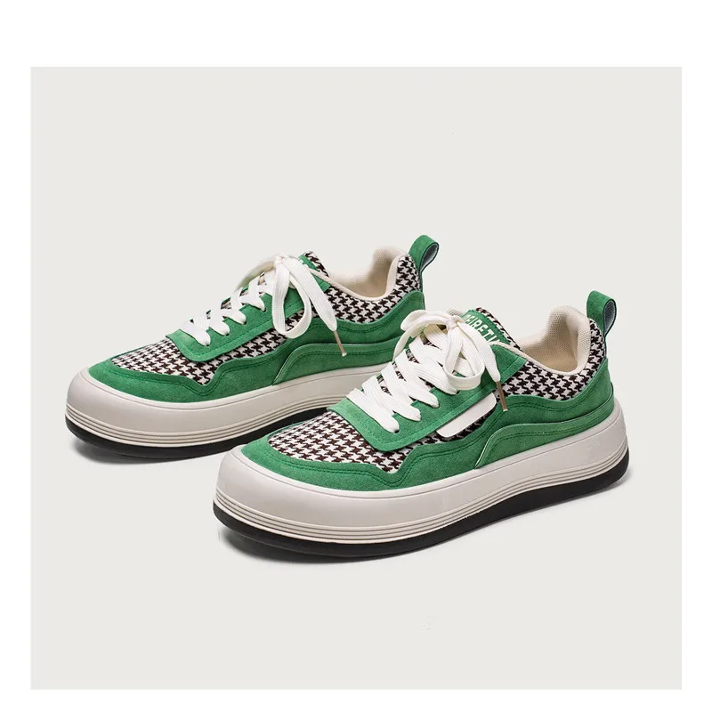 

Korean Style Men's Canvas Shoes Green Harajuku Casual Sneakers Men Platform Skateboard Shoes Streetwear Mens Vulcanized Sneakers