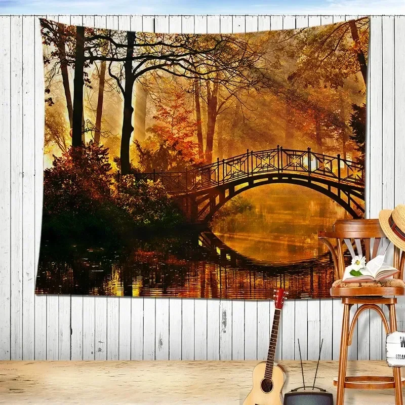 Осенний лес опавшие листья декоративный гобелен домашняя стена гостиная офис