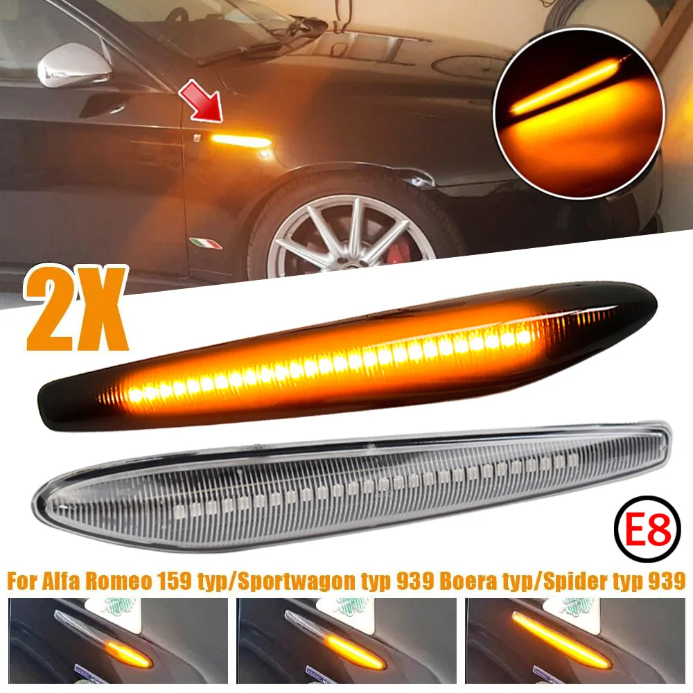 

For Alfa Romeo 159 Sportwagon Boera Spider 939 LED Sequentials Lamp Dynamic Blinker Indicator Side Marker Turn Signal Lights