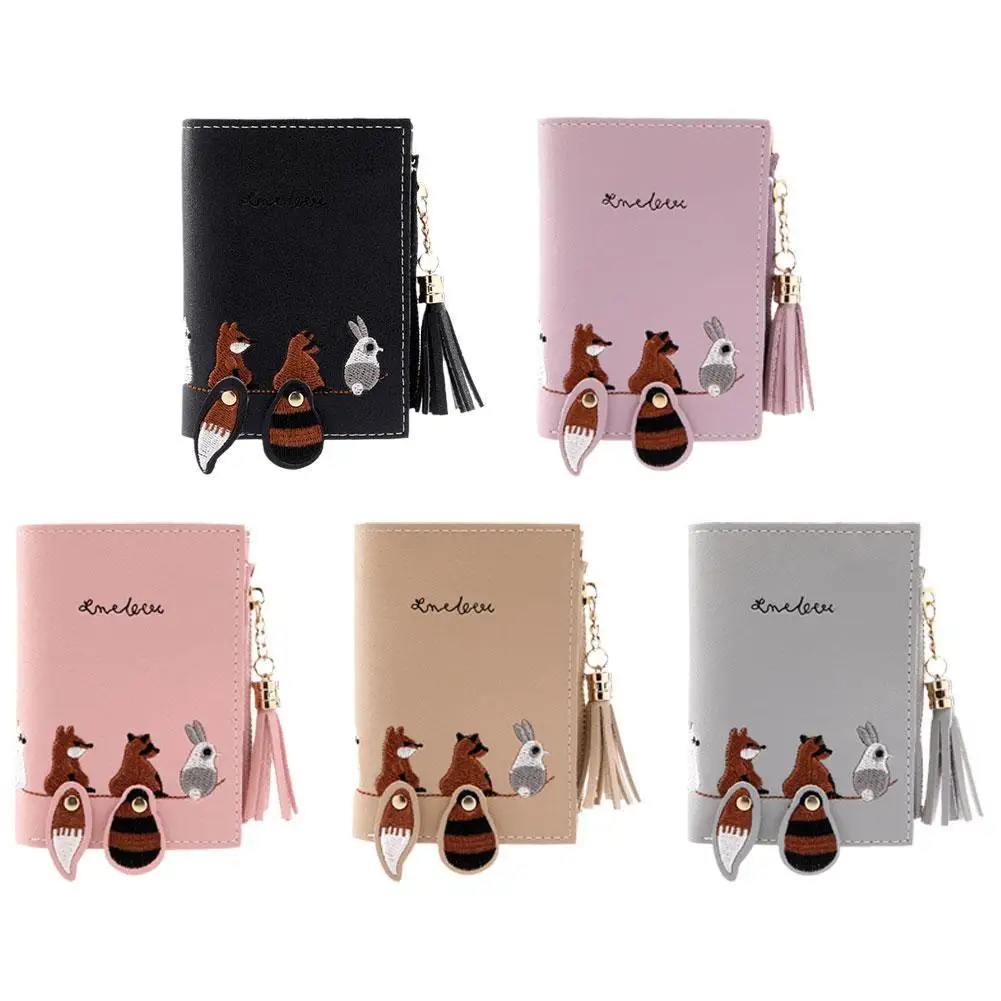 

PU Leather Hasp Zipper Mini Coin Card Holder Cartoon Printing Short Women Wallets Pocket Animal for Girls