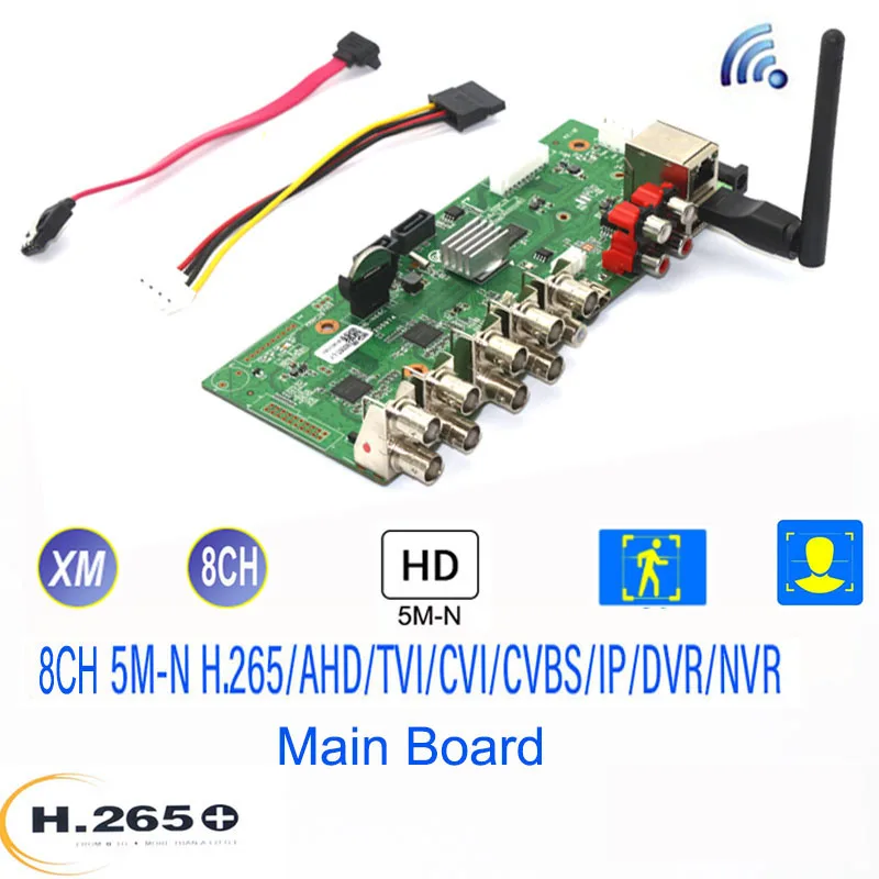 

Видеорегистратор 3-в-1 H.265, 8 каналов, 5 м-n, 4 МП, 1080P, Wi-Fi, 8 каналов, гибридный видеорегистратор 6 в 1 AHD, TVI, CVI для систем видеонаблюдения
