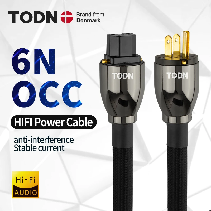 TODN HIFI OCC power cable hifi high end audio cable gold plated plug US Vseries connection filter