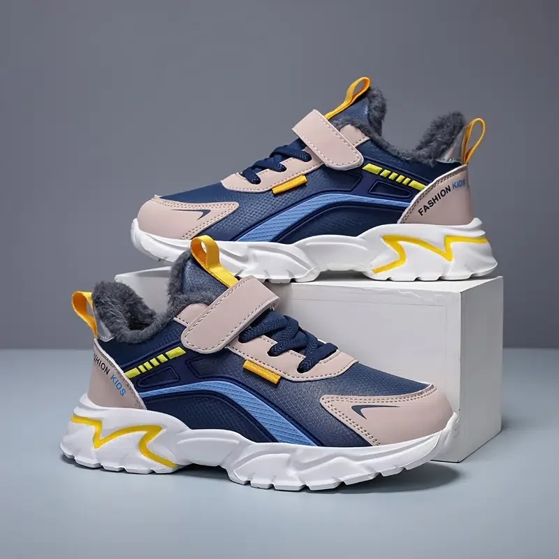 Children's Anti-skid Warm Running Shoes Soft Soled Fleece Thick Shoes Sneakers Winter New