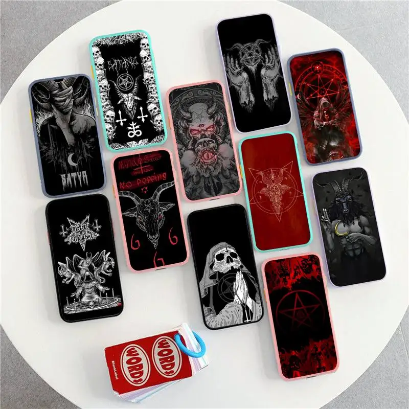 

Devil Satan Phone Case for iPhone X XR XS 7 8 Plus 11 12 13 pro MAX 13mini Translucent Matte Case
