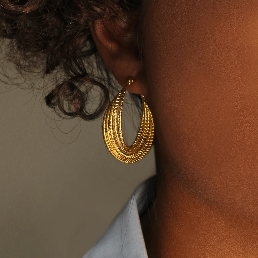 Очаровательные многослойные серьги-кольца из нержавеющей стали 304L модные