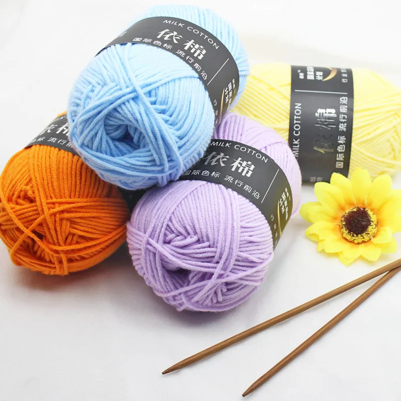 

4ply Milk Cotton Knitting Wool Yarn Needlework Dyed Lanas for Crochet Craft Sweater Hat Dolls Hand Knitting DIY Sweater