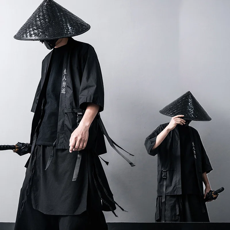 

Новинка 2023, традиционное японское черное кимоно, кардиган, Диабло, самурайский ниндзя, костюм для косплея, пальто в китайском стиле ханьфу, уличная одежда