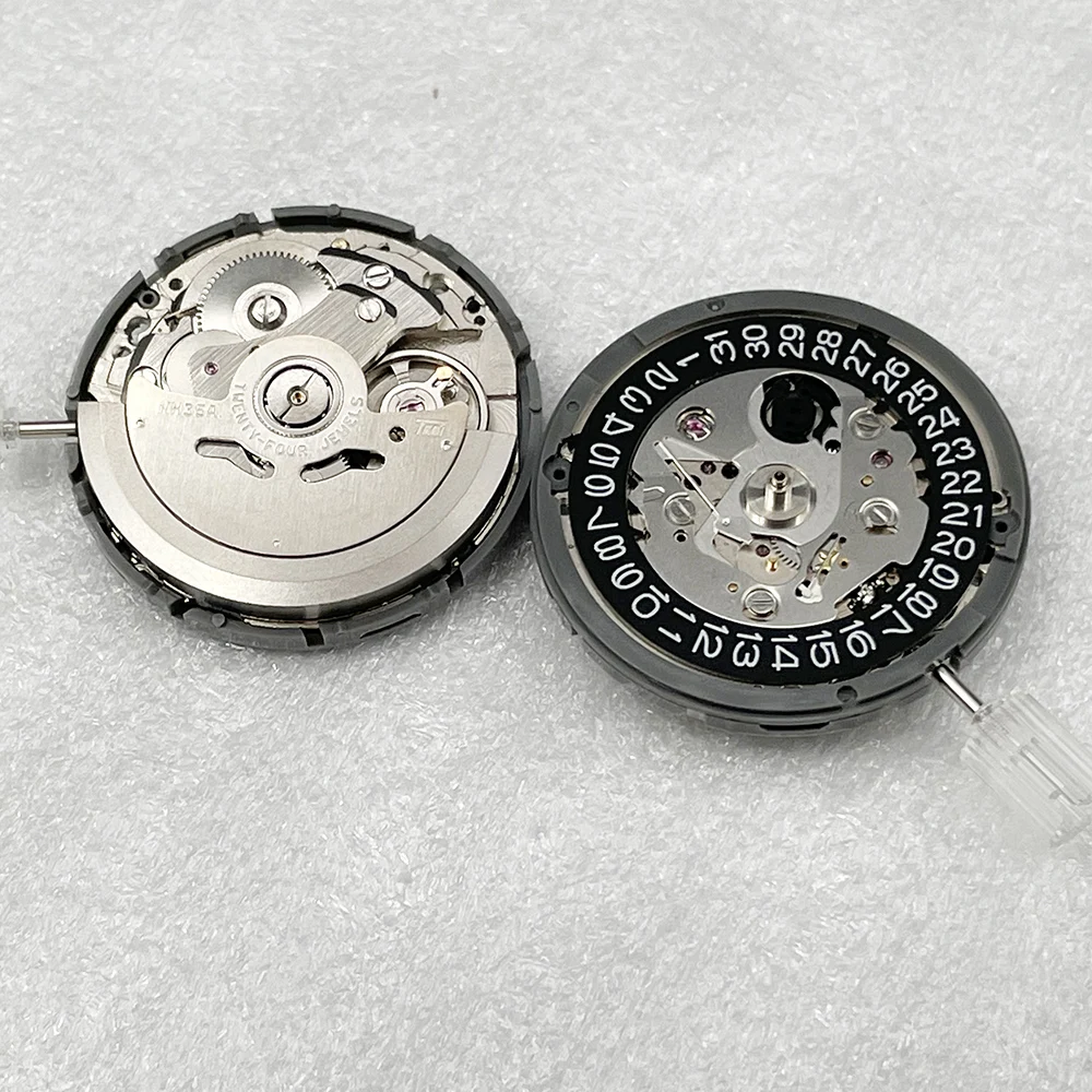 Black Seiko Japan NH35A Mechanical Watch Movement Crown at 4.2 24 Jewels Mechanism Stainless Steel Replacement Parts enlarge
