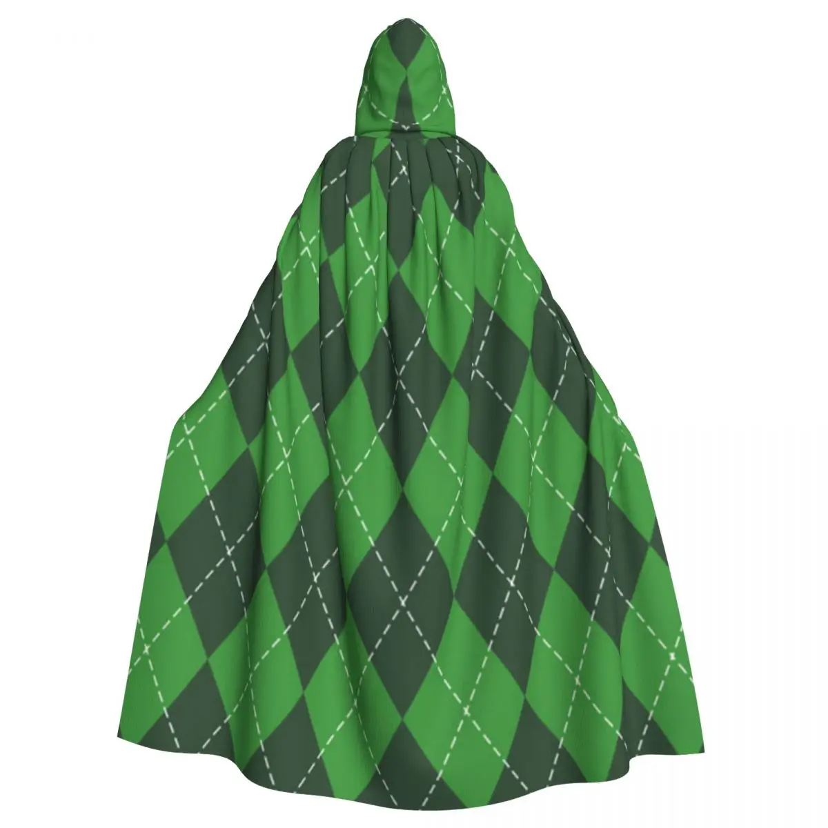 

Long Cape Cloak St. Patricks Day Argyle Plaid Hooded Cloak Coat Autumn Hoodies