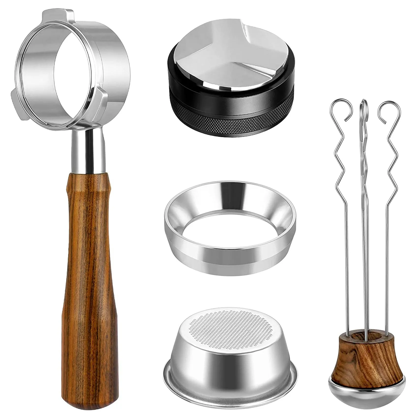 

54 мм портомайзер без дна для кофемашины Breville серии 8 из нержавеющей стали для эспрессо стакан мешалка с деревянной ручкой