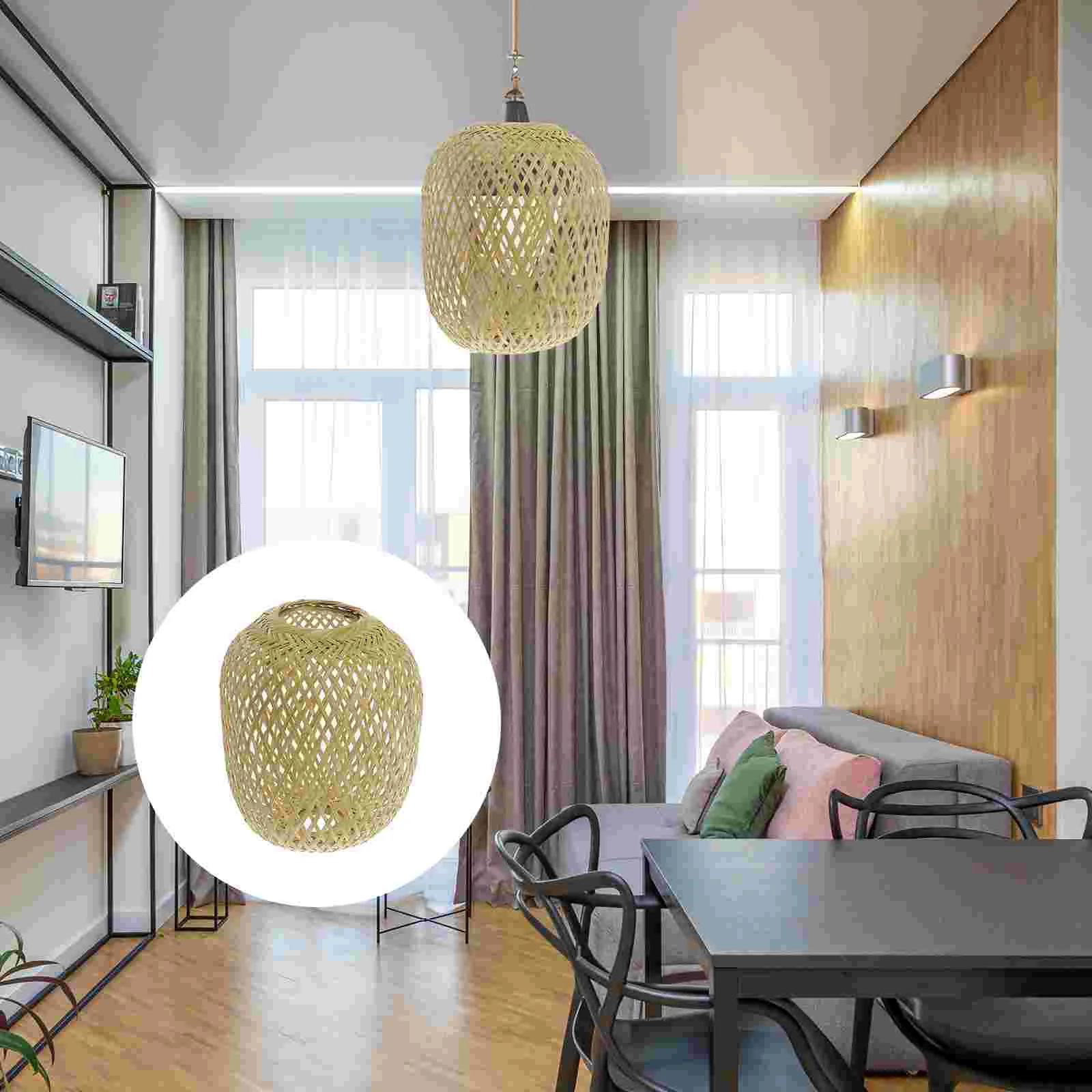 

Lamp Shade Light Lampshade Chandelier Rattan Cover Shades Pendant Woven Wicker Ceiling Hanging Rustic Cage Drum Replacement