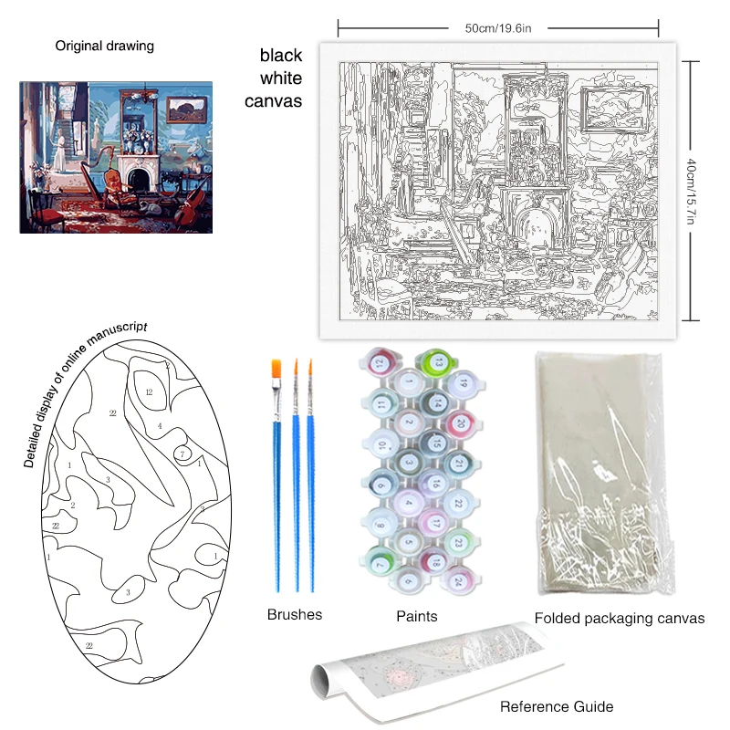 Набор для рисования по номерам на холсте пейзаж ручная роспись
