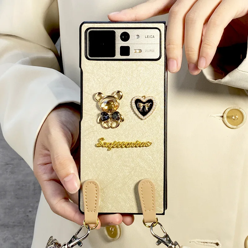 

With Lanyard Leather Material Case For Mi Mix Fold 2 Case for Xiao-Mi Mix Fold2 5G Case