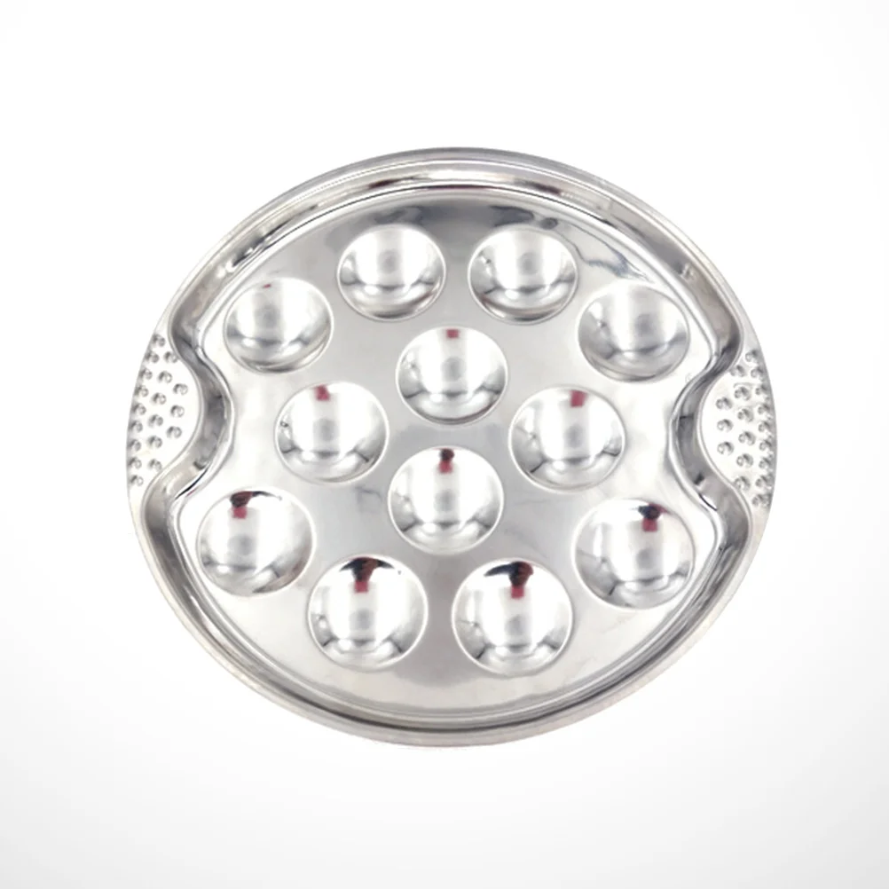 

Snail Mushroom Escargot Plate Stainless Steel Serving Dishes Stackable with 12 Compartment Holes for Home Kitchen Utensil