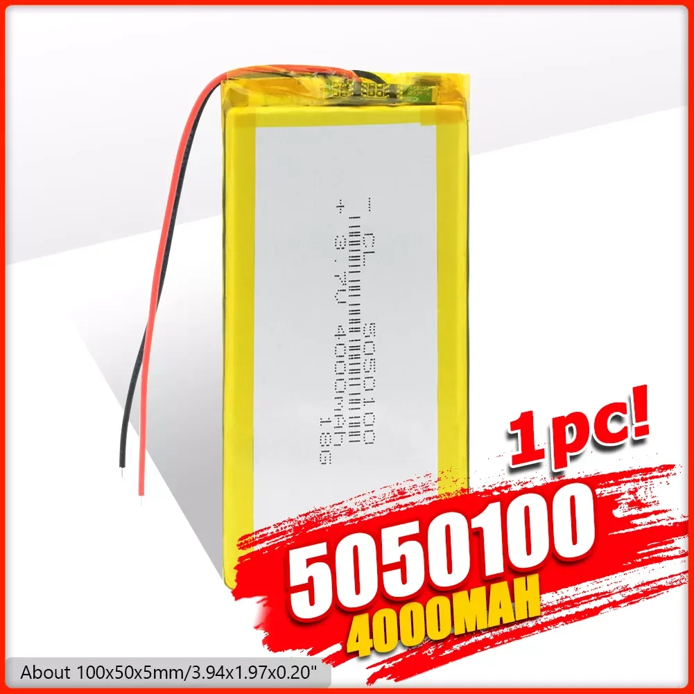 

1/2/4 3.7V 5050100 4000mah Li-po Li Ion Rechargeable Battery Lithium Polymer for Mp3 MP4 MP5 GPS PSP Mobile Bluetooth Speaker