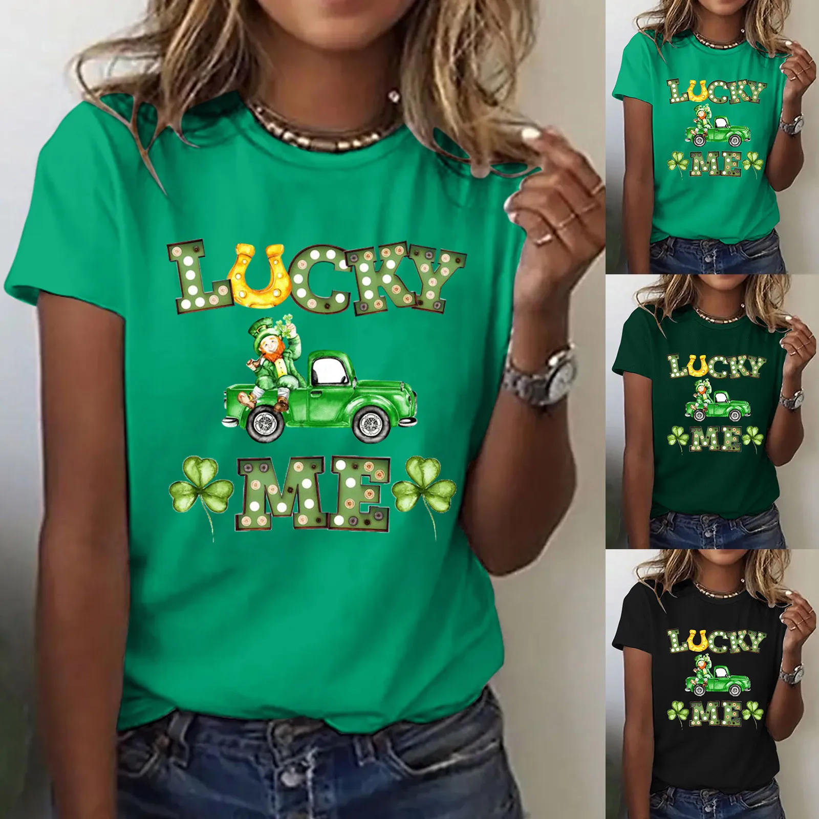 

Spandex Shirt Women Women's St. Patrick's Day Top Shirt Casual Letter Car Printed Spandex Shirt Women Shirt Women Long Sleeve