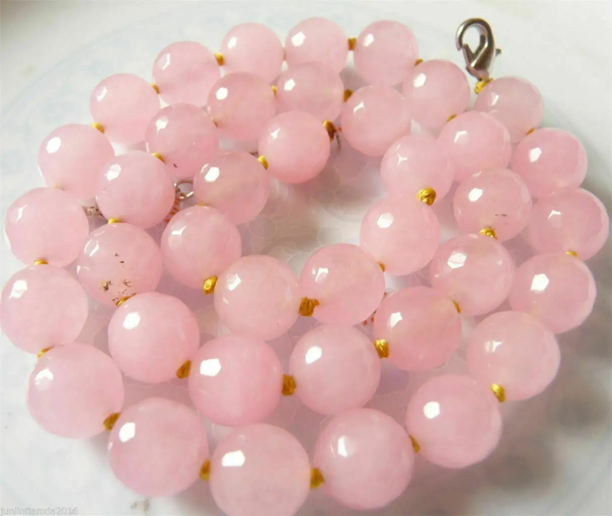 

Natural 8mm 10mm Faceted light Pink jade Gemstone Beads Necklace 18'' AAA