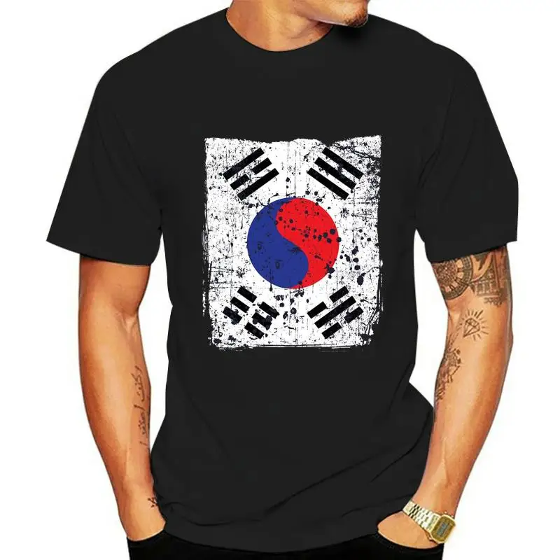 

Tshirt Summer Style Fashion Men T Shirts Faded Korean Flag Distressed Flag Of Korea T-shirt
