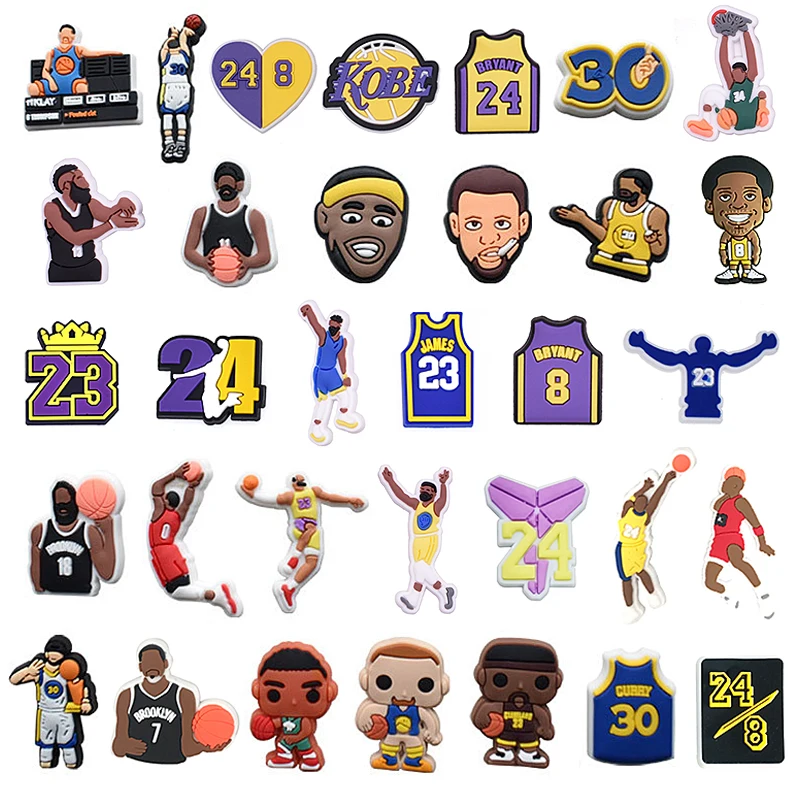 1pcs Basketball Players Sports Shoe Charms Design Decoration Fits for Croc Garden Sandal Shoe Accessories Boys Adult Gift