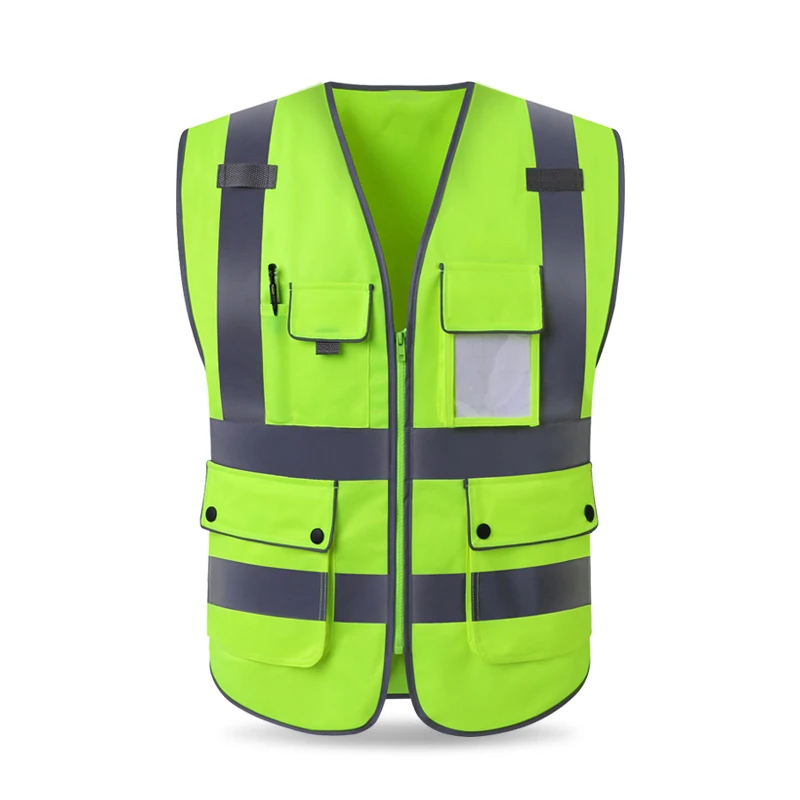 High Visibility Reflective Vest Zipper Front Safety Vest With Reflective Strips Construction Workwear Safety Reflective Vest enlarge