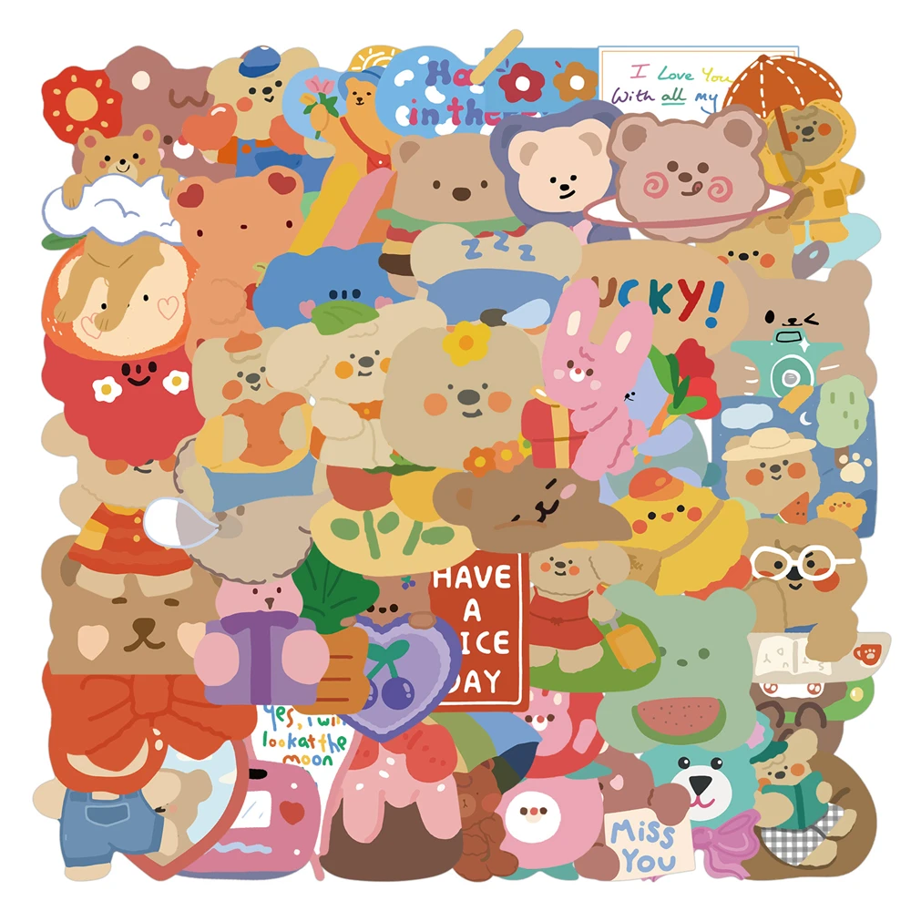 

10/30/50PCS Ins Cute Bear Personality Graffiti Stickers Refrigerator Skateboard Luggage Laptop Computer Wholesale