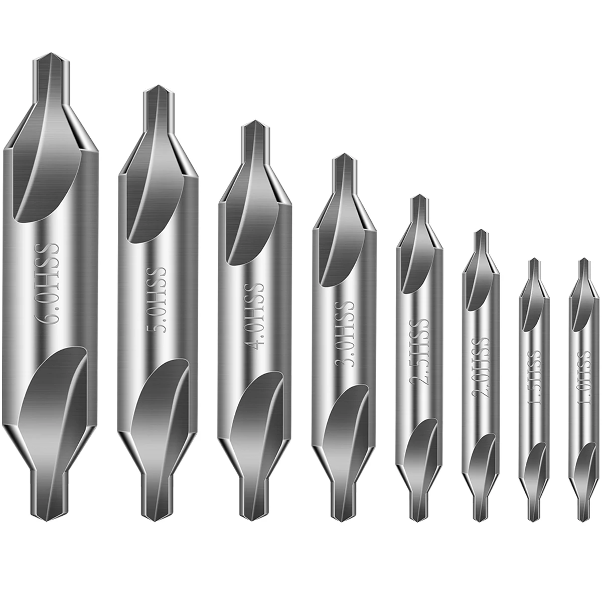 

New 8Pcs Center Drill Bits Set High Speed Steel Combined Drill 60 Degree Drill Bits Kit 1/1.5/2/2.5/3/4/5/6mm Countersink Lathe