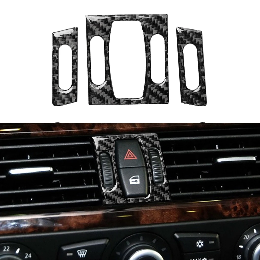 

Carbon Fiber Car Front Air Conditioner Outlet Frame Trim Cover Stickers For BMW 5 Series E60 E61 04-10 Interior Cars Accessories