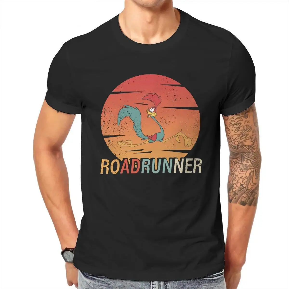 Amazing Vintage Retro Roadrunner Silhouette T-Shirts Men O Neck 100% Cotton T Shirts  Short Sleeve Tee Shirt Gift Idea Clothes