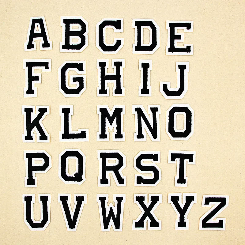 Черные вышивки с английским алфавитом от A до Z буквы именем наклейка сделай сам
