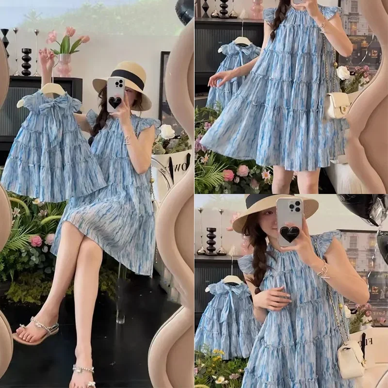 

Летняя семейная сочетающаяся одежда шифоновые платья для мамы и дочки наряд для мамы и ребенка семейный образ одежда для мамы и дочки женское платье для девочки