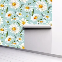 white chrysanthemum self adhesive wallpaper pvc waterproof wall decorative sticker furniture renovate sticker home decor