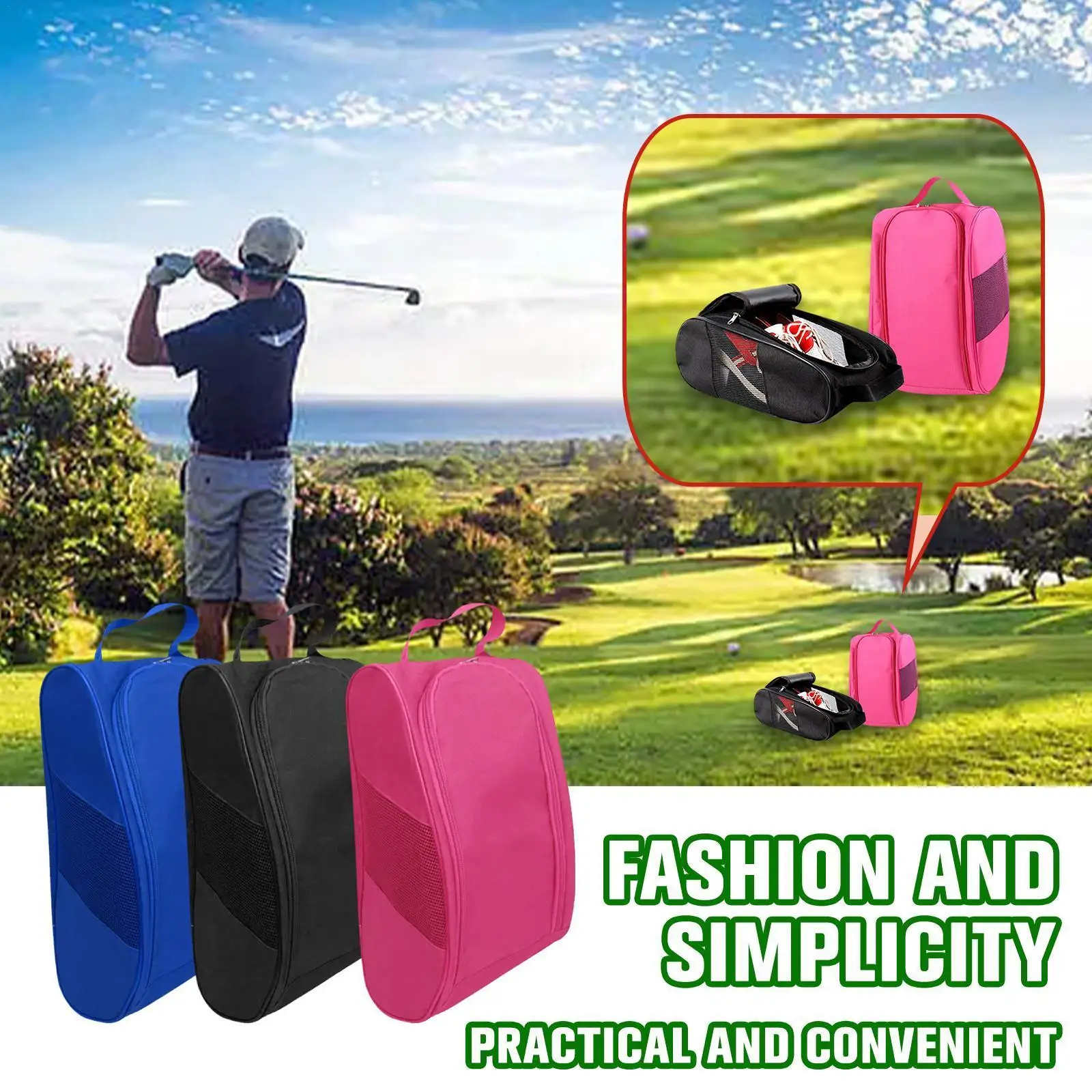 Portable Golf Shoe Holder Bag Lightweight Nylon Golf Pouch Organization Pouch Accessories Shoe Carrier Sports Z4N4