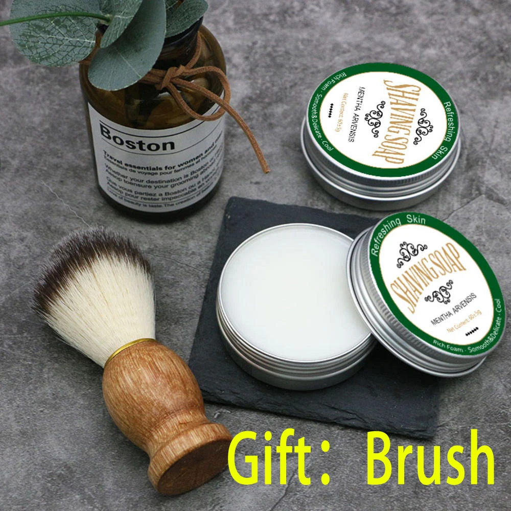 

60g Mint Scent Men's Shaving Soap Aluminum Boxed Foam Rich Gentle Not Stimulating Handmade Soap Gentle Shave Beard Cream