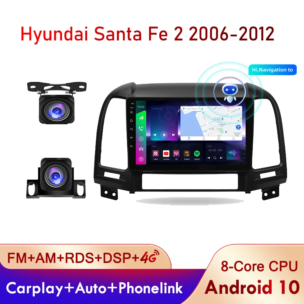 

Автомагнитола PEERCE 2 din Android для Hyundai Santa Fe 2 2006-2012 Carplay 4G Автомобильный мультимедийный GPS 2din Авторадио